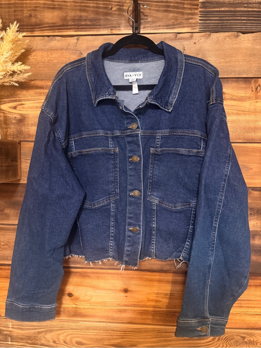 Ava & Viv 2X NWT Raw Hem Denim Jacket
